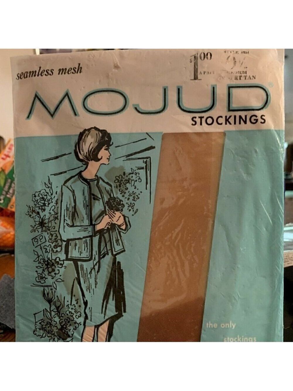 Vintage Seamless Stockings 100% Nylon1 Pair Desert Tan 9.5